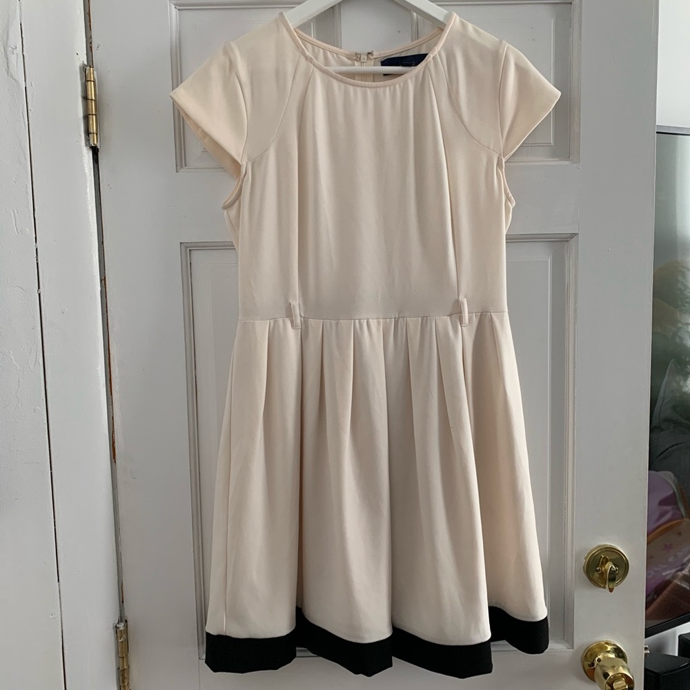 Cream and Black Fit and Flare Dress